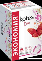 Прокладки женские ежедневные, Kotex (Котекс) №60 колор део супертонкие