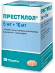 Престилол, табл. п/о пленочной 5 мг+10 мг №30 (бисопролол 5 мг + периндоприл 10 мг)