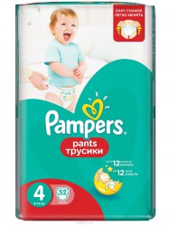 Подгузники-трусики, Pampers (Памперс) 9-14 кг №52 пэнтс макси для мальчиков и девочек джамбо