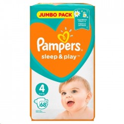 Подгузники, Pampers (Памперс) 9-14 кг р. 4 №68 слип энд плей макси